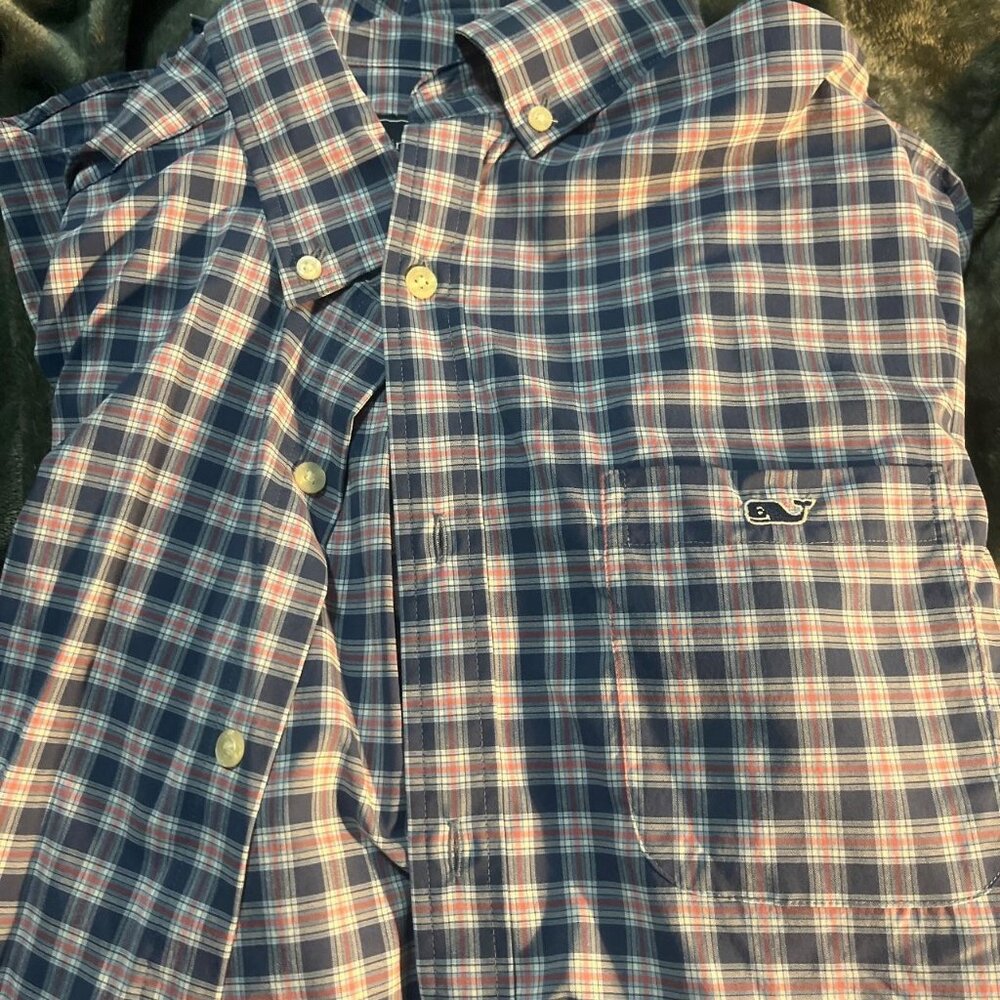 Vineyard Vines Mens M Performance Classic Fit Trucker Button Up Shirt